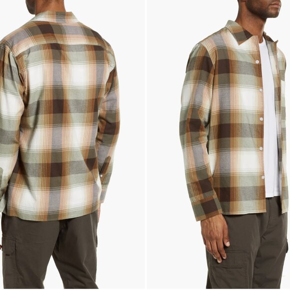 NN07 Julio Plaid Button-Up Shirt Medium 710 KHAKI STRIPE - Picture 2 of 8